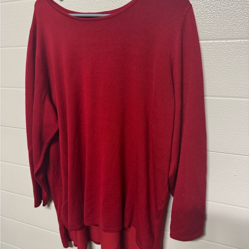 Tahari Vibrant Red Long Sleeve Top